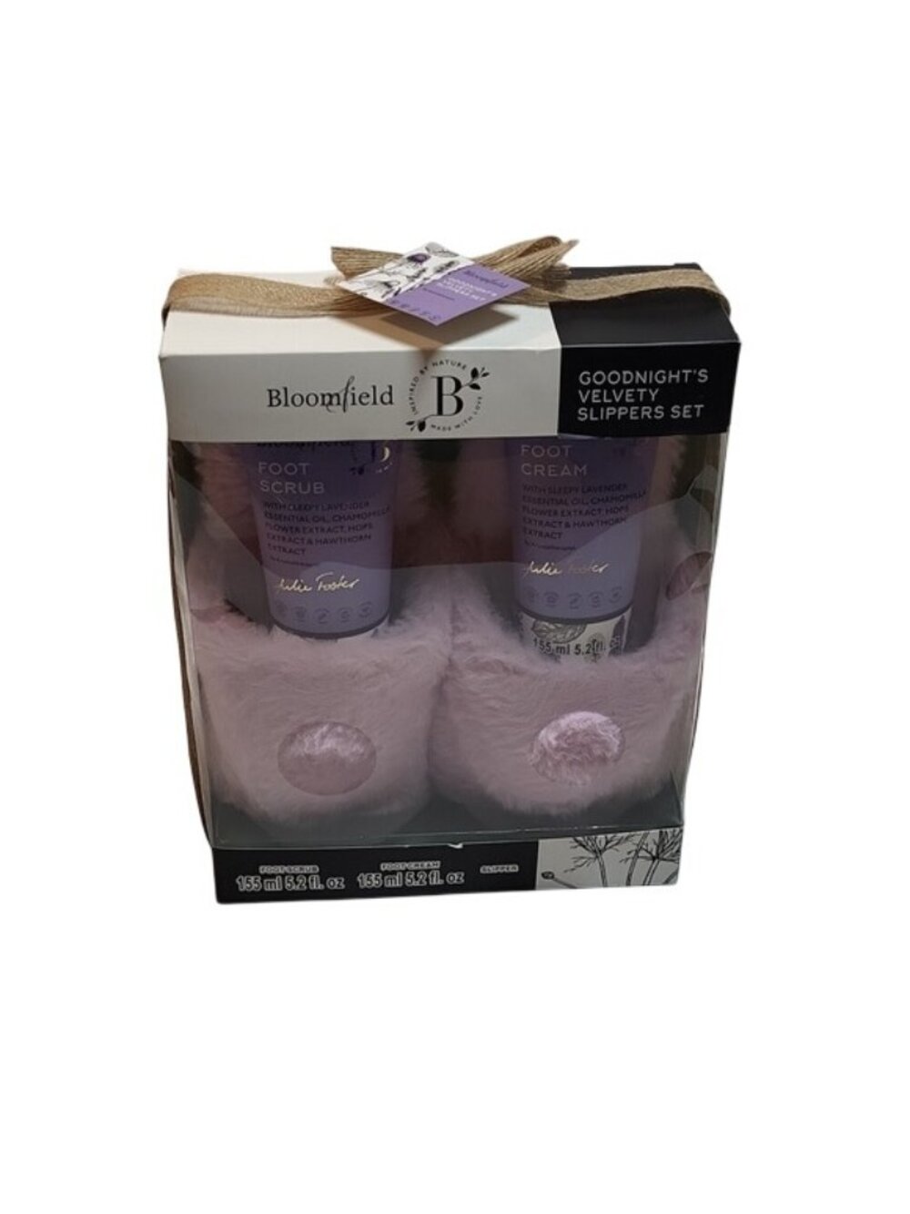 Bloomfield Goodnights Gift Set Slippers Lavender Foot Cream & Scrub 155ml Each